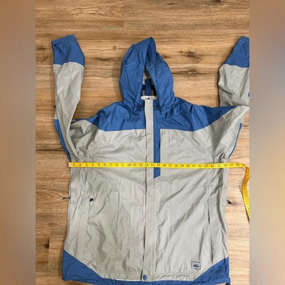 REI Size XL Mens Blue Full Zip Nylon Outdoor Hooded Windbreaker Jacket
